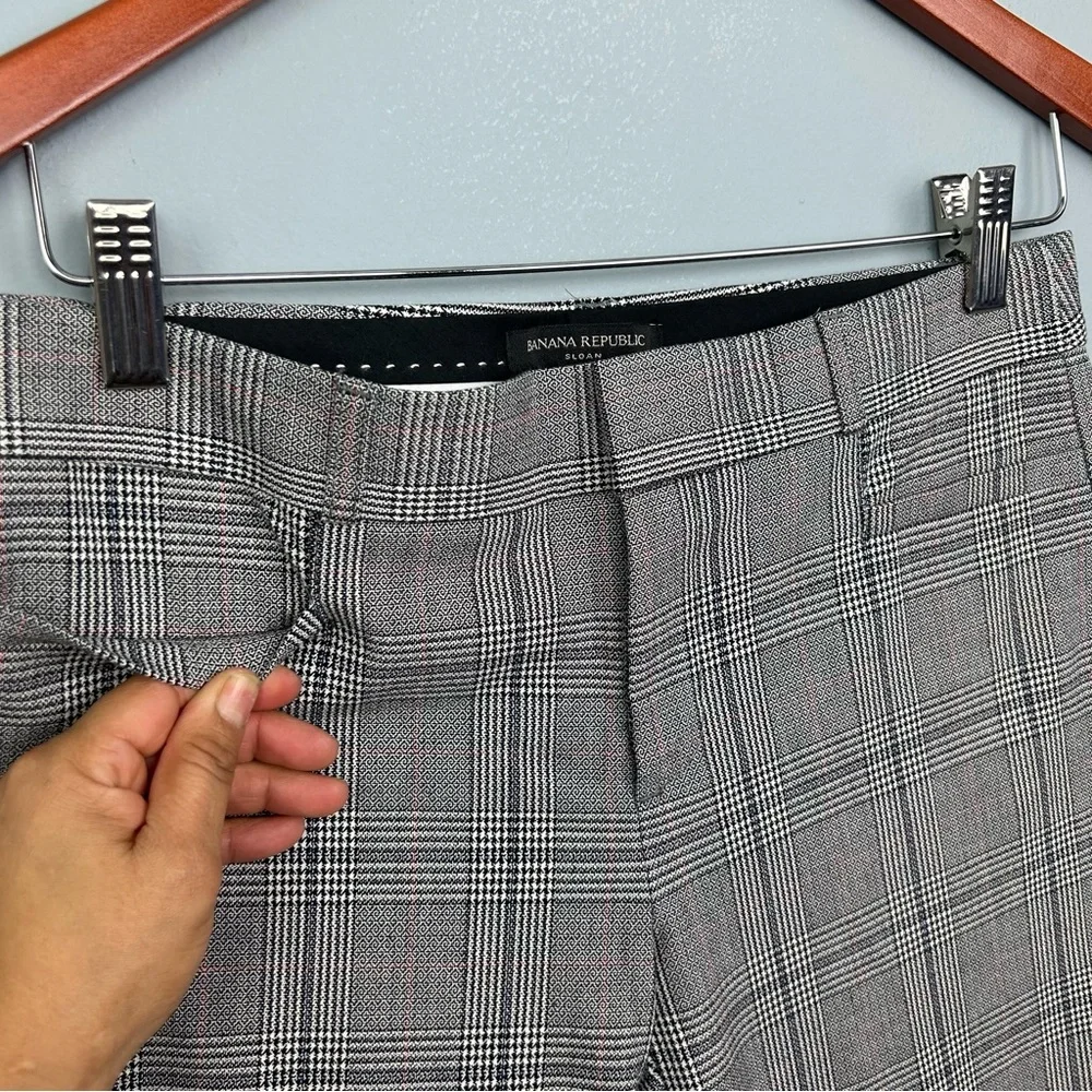 Banana republic Sloan plaid slim ankle pants size 2 mid rise multicolor - Picture 3 of 13